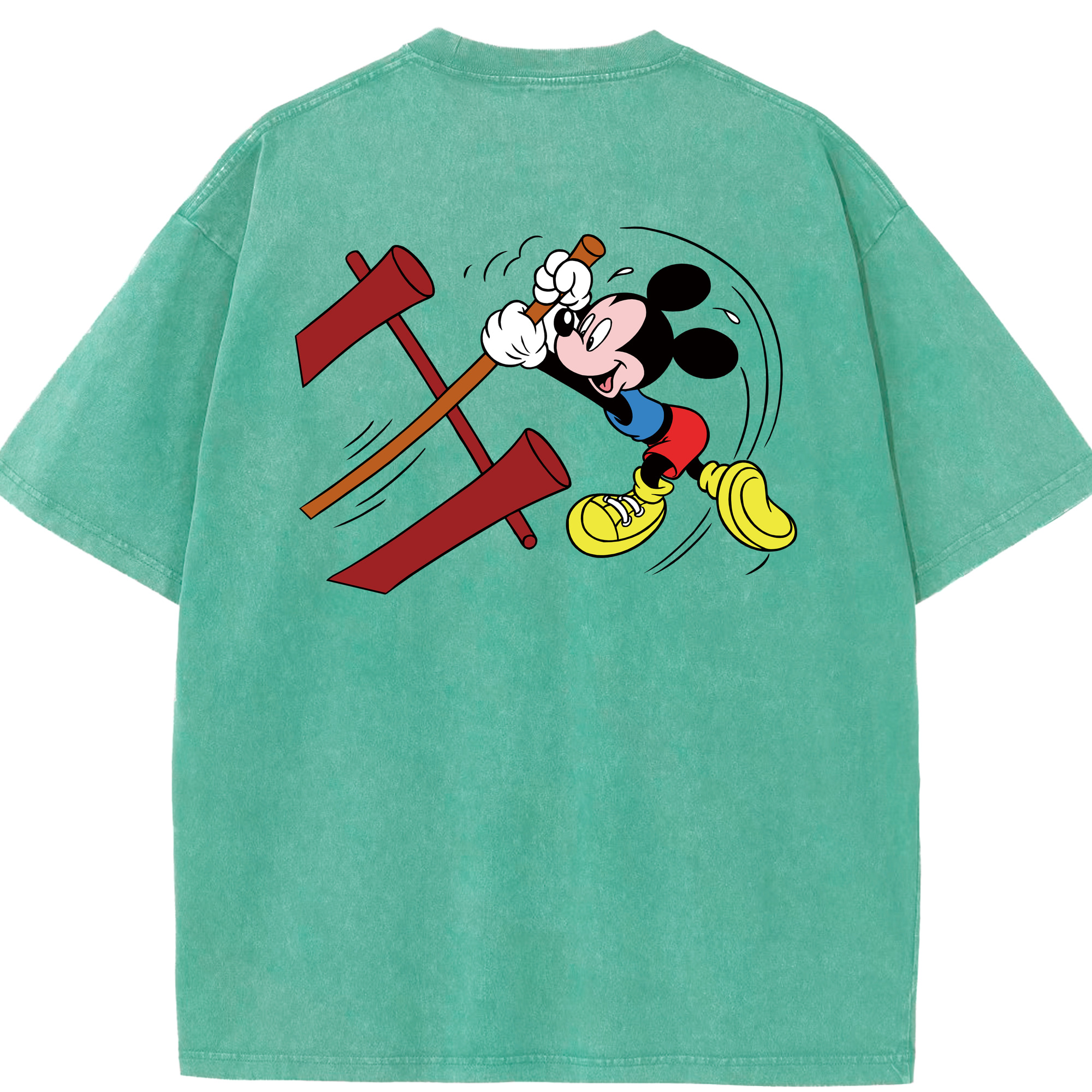 （画像用） ミッキーマウス Mickey Mouse 綿100% ヴィンテージ風 半袖Tシャツ（背面プリント）